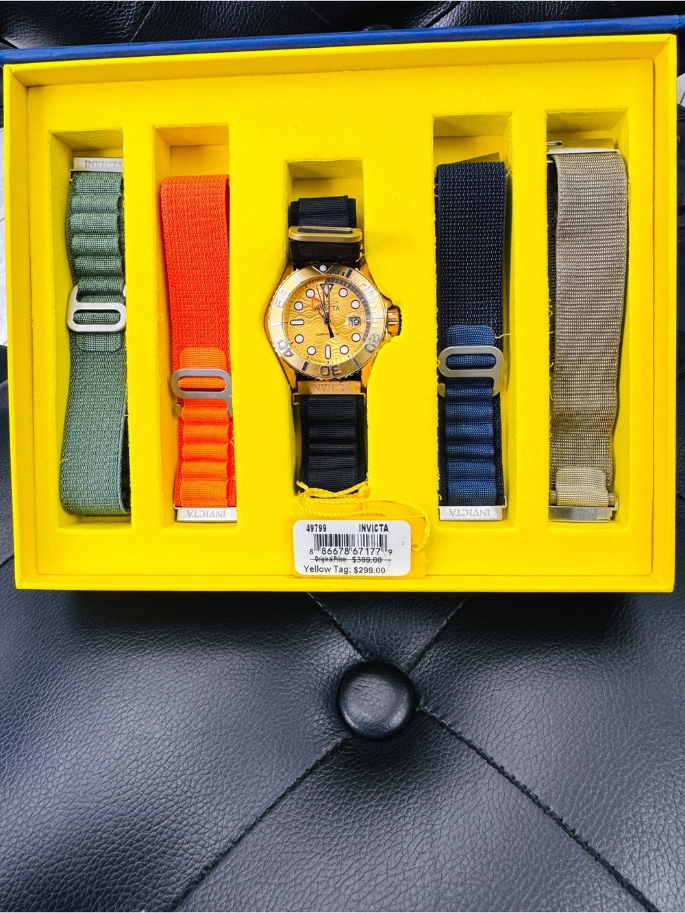 Invicta Men's Yellow Dial Watch with Interchangeable Nylon Straps